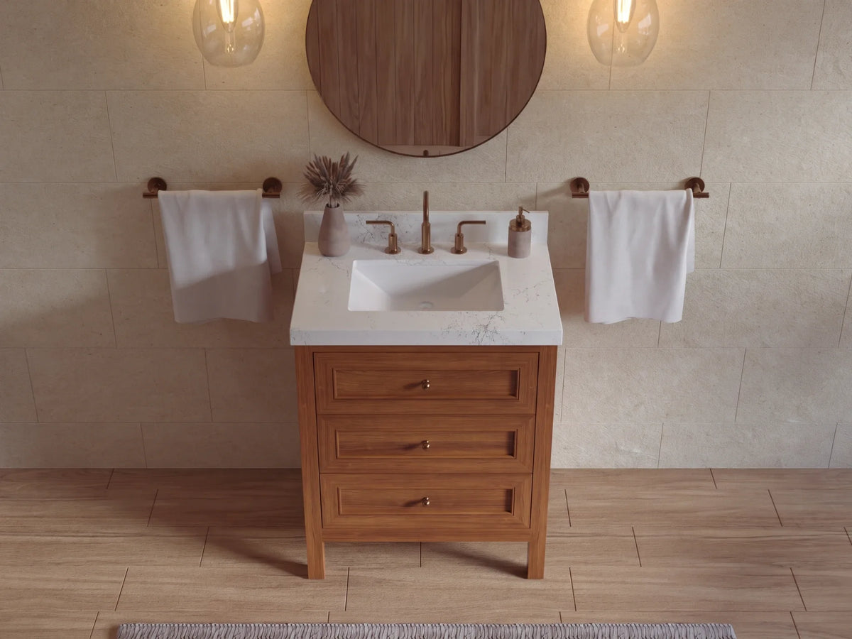 Nashville Teak Wood 30 in. W x 22 in. D Single Sink Bathroom Vanity