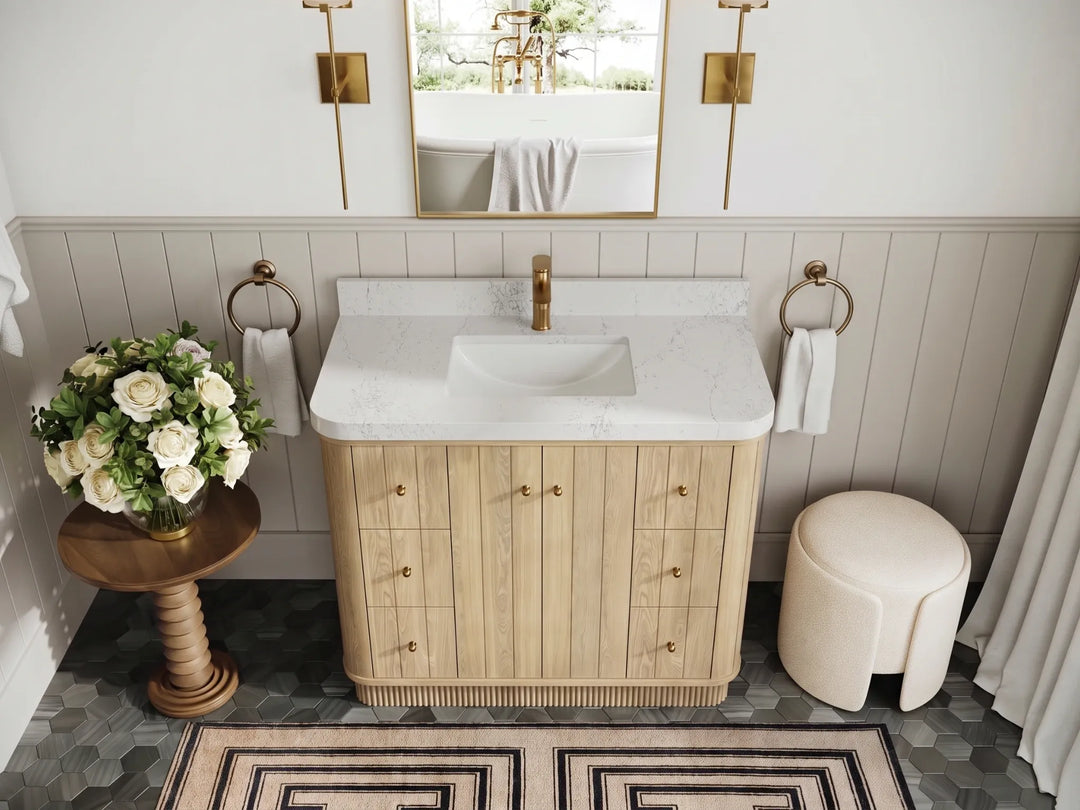 Houston White Oak 42 in. W x 22 in. D Free Standing Curved Edge Single Sink Bathroom Vanity | 
              
                Nordic White Oak
                
                  
             - HOU_WHOK_NORW_CARM_42 - photo №19