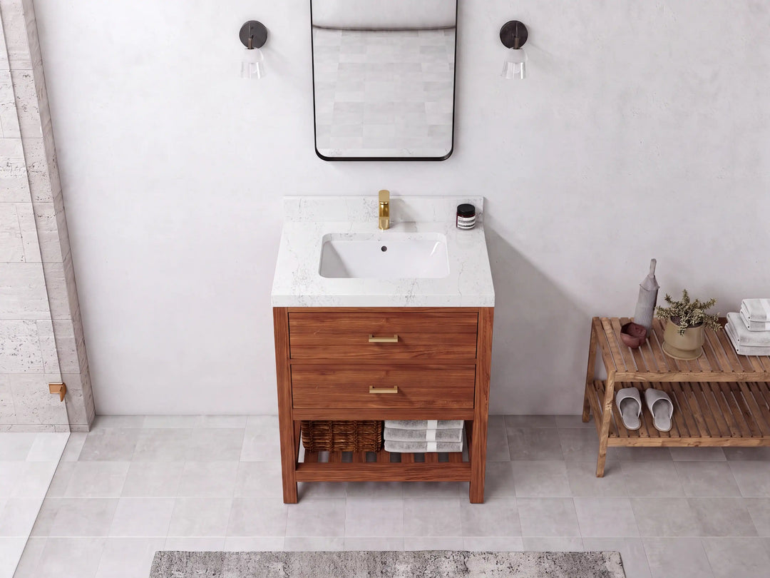 Parker Teak Wood 30 in. W x 22 in. D Single Sink Bathroom Vanity | 
              
                Dark Natural Teak
                
                  
             - PRK_TK_DNT_WHQZ_30 - photo №14