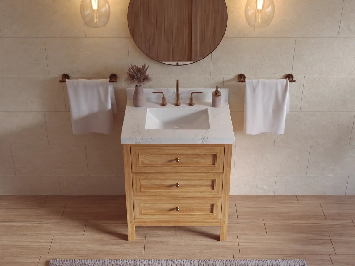 Nashville Teak Wood 30 in. W x 22 in. D Single Sink Bathroom Vanity