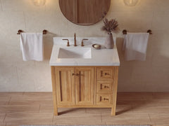 Nashville Teak Wood 36 in. W x 22 in. D Left Offset Sink Bathroom Vanity - photo 18