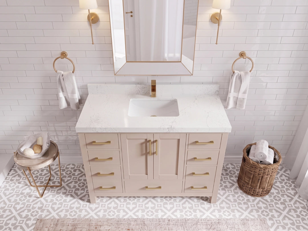 Malibu 48 in. W x 22 in. D Single Sink Bathroom Vanity | 
              
                Pink
                
                  
             - MLB_PNK_WHQZ_48S - photo №15
