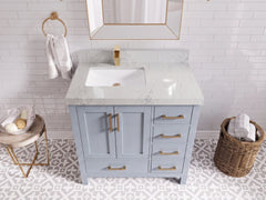 Malibu 36 in. W x 22 in. D Left Offset Sink Bathroom Vanity - photo 18