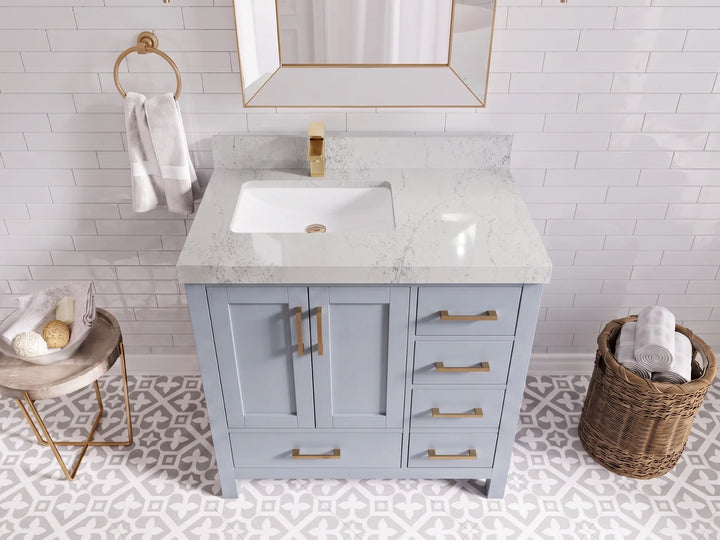 Malibu 36 in. W x 22 in. D Left Offset Sink Bathroom Vanity - photo 18