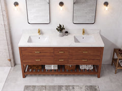 Parker Teak Wood 72 in. W x 22 in. D Double Sink Bathroom Vanity - photo 14