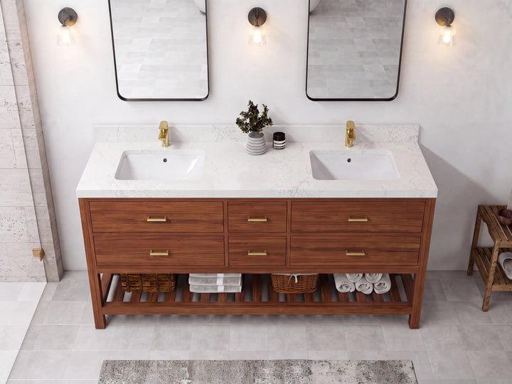 Parker Teak Wood 72 in. W x 22 in. D Double Sink Bathroom Vanity - photo 14
