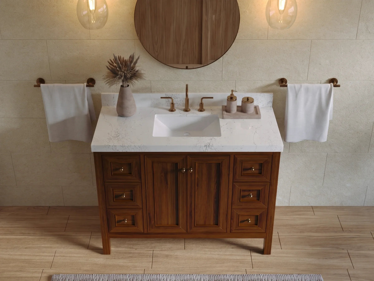 Nashville Teak Wood 48 in. W x 22 in. D Single Sink Bathroom Vanity