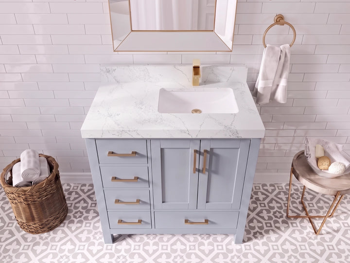 Malibu 36 in. W x 22 in. D Right Offset Sink Bathroom Vanity - photo 31