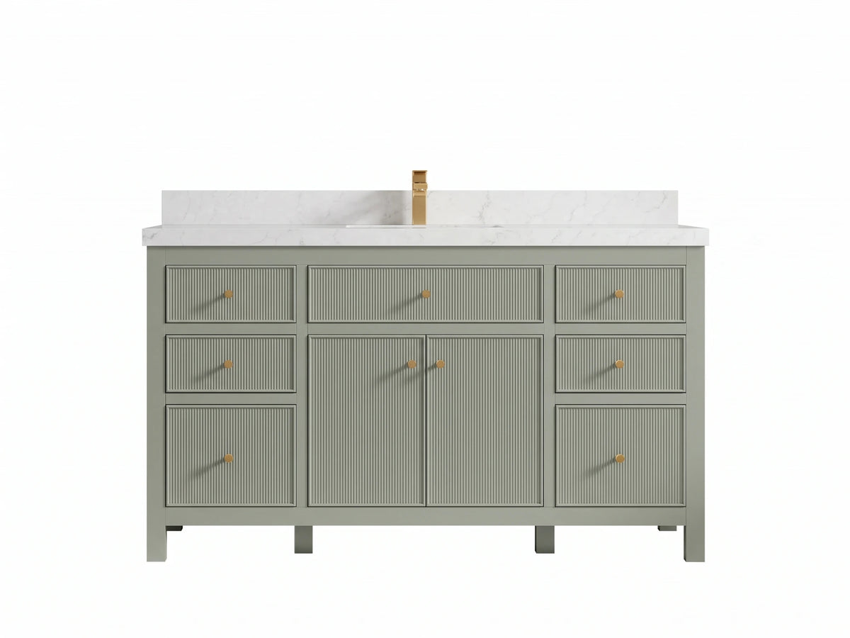 Sonoma 60 in W x 22 in D Free Standing Reeded Single Sink Bathroom Vanity