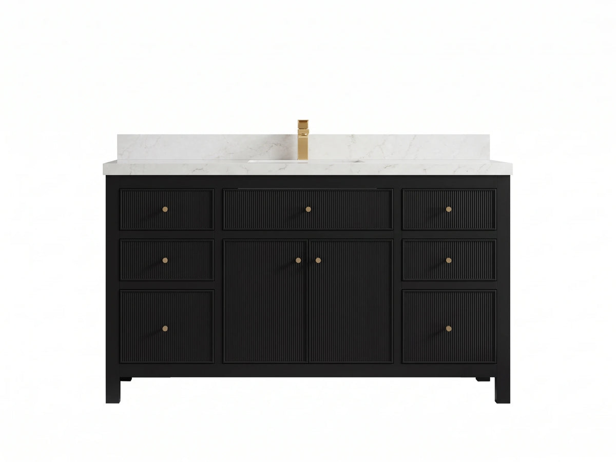 Sonoma 60 in W x 22 in D Free Standing Reeded Single Sink Bathroom Vanity