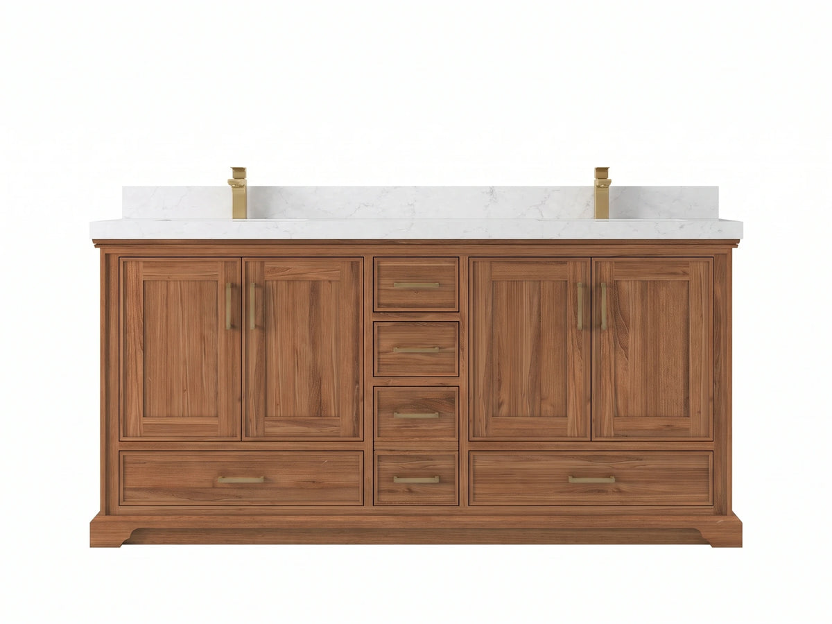 Charlotte Teak Wood 72 in. W x 22 in. D Double Sink Bathroom Vanity