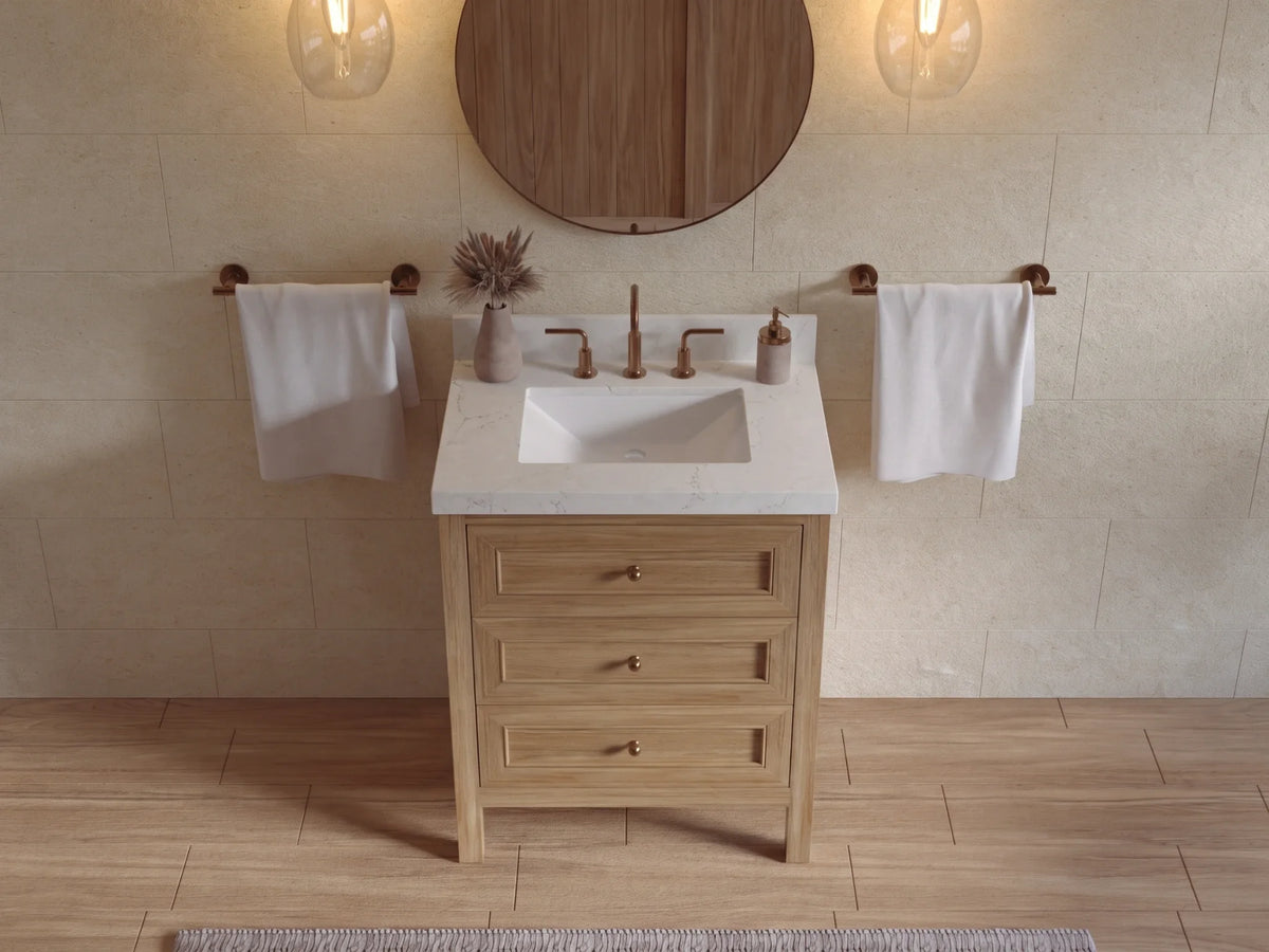 Nashville Teak Wood 30 in. W x 22 in. D Single Sink Bathroom Vanity