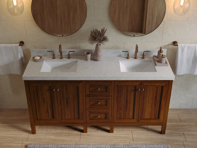 Nashville Teak Wood 72 in. W x 22 in. D Double Sink Bathroom Vanity