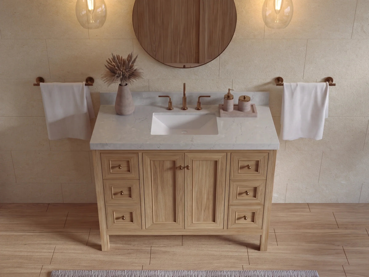 Nashville Teak Wood 48 in. W x 22 in. D Single Sink Bathroom Vanity