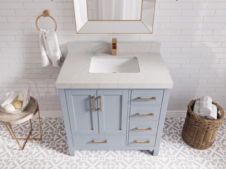 Malibu 36 in. W x 22 in. D Bathroom Vanity Center Sink - photo 16
