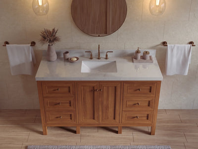 Nashville Teak Wood 60 in. W x 22 in. D Single Sink Bathroom Vanity