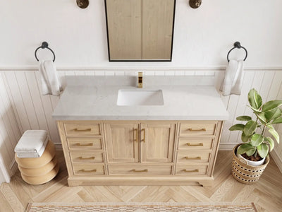Charlotte White Oak 60 in. W x 22 in. D Single Sink Bathroom Vanity