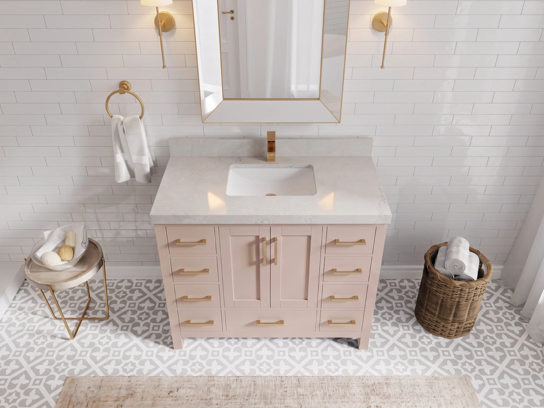 Malibu 42 in. W x 22 in. D Single Sink Bathroom Vanity | 
              
                Pink
                
                  
             - MLB_PNK_WHQZ_42 - photo №19