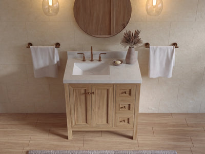 Nashville Teak Wood 36 in. W x 22 in. D Left Offset Sink Bathroom Vanity