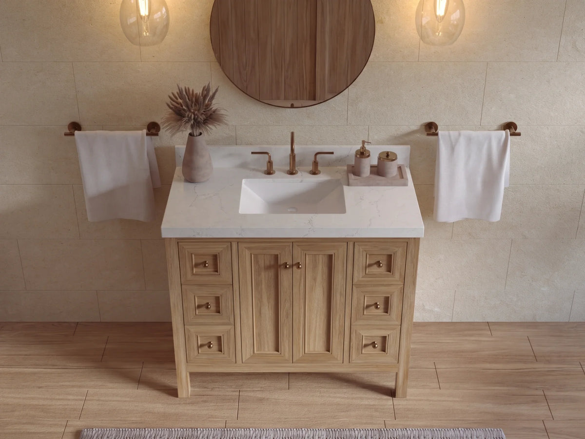 Nashville Teak Wood 42 in. W x 22 in. D Single Sink Bathroom Vanity
