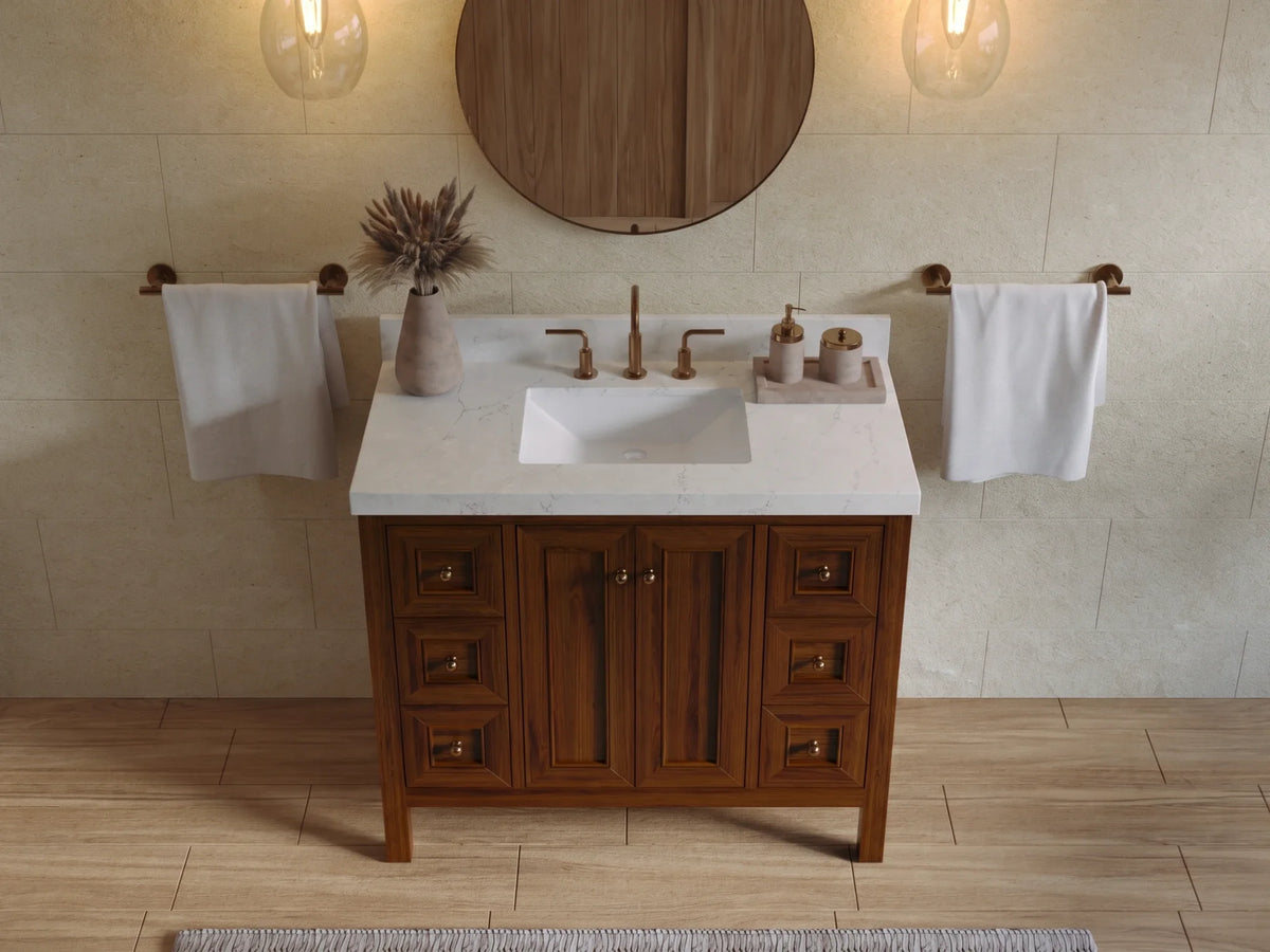 Nashville Teak Wood 42 in. W x 22 in. D Single Sink Bathroom Vanity