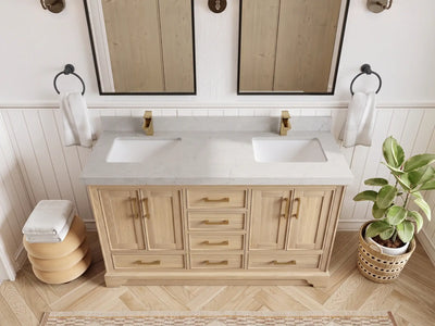 Charlotte White Oak 60 in. W x 22 in. D Double Sink Bathroom Vanity
