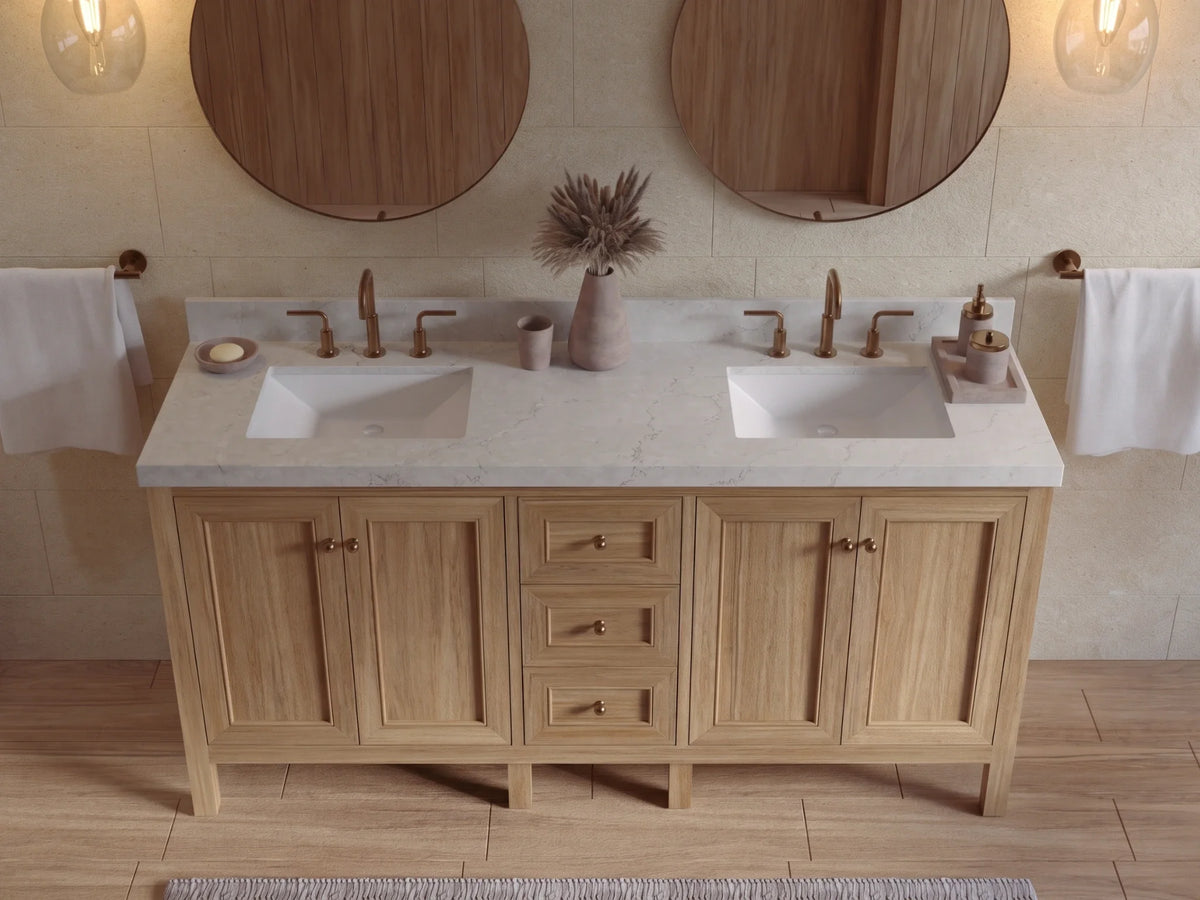 Nashville Teak Wood 72 in. W x 22 in. D Double Sink Bathroom Vanity