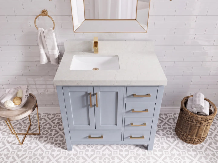 Malibu 36 in. W x 22 in. D Left Offset Sink Bathroom Vanity - photo 19