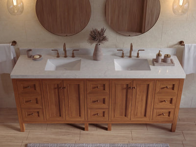 Nashville Teak Wood 84 in. W x 22 in. D Double Sink Bathroom Vanity