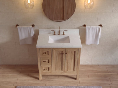 Nashville 36 in. W x 22 in. D Center Sink Teak Wood Bathroom Vanity