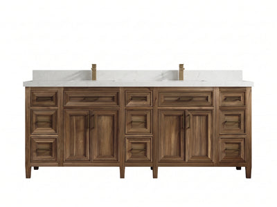 Santa Monica Teak Wood 84 in. W x 22 in. D Double Sink Bathroom Vanity