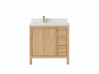 Elizabeth Teak Wood 36 in. W x 22 in. D Left Offset Sink Bathroom Vanity