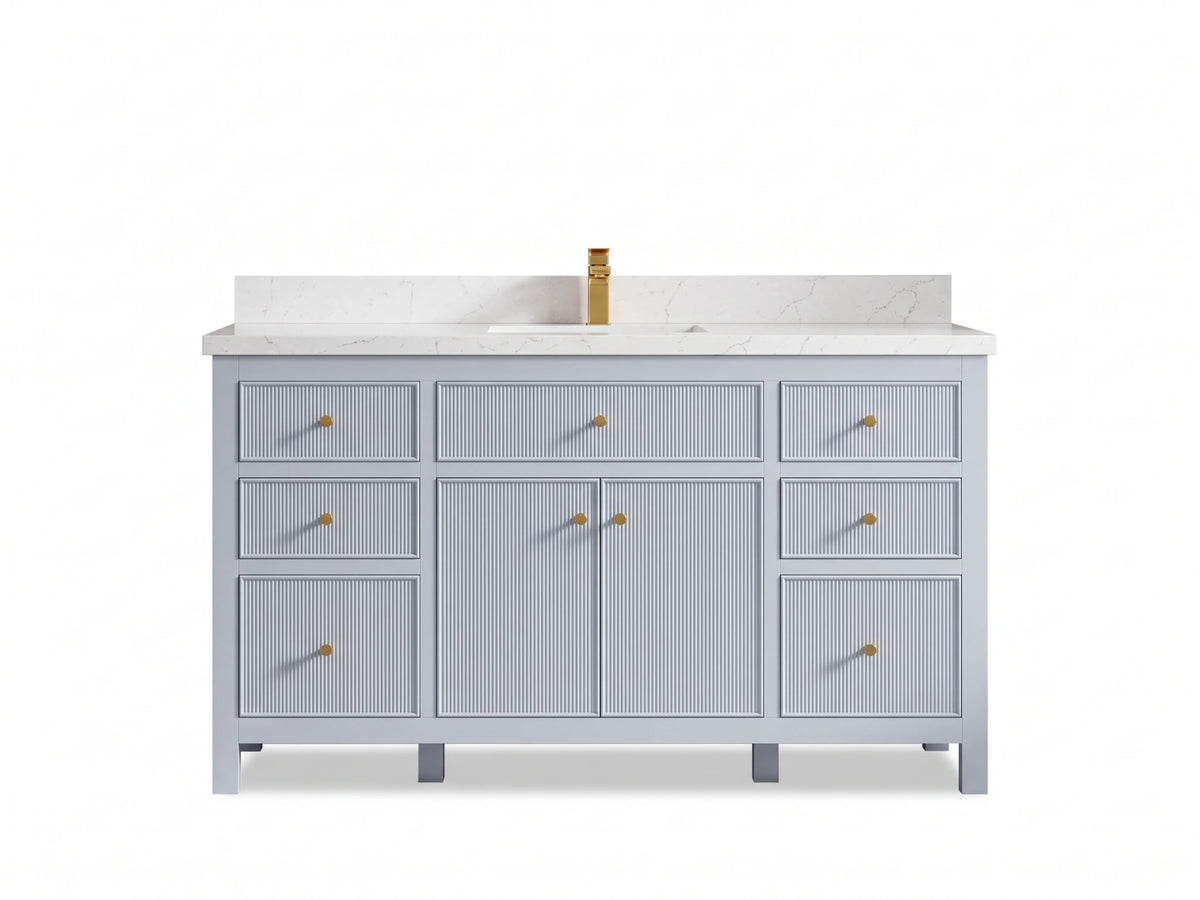 Sonoma 60 in W x 22 in D Free Standing Reeded Single Sink Bathroom Vanity