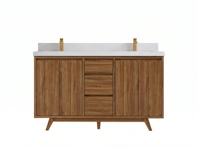 Madison Teak Wood 60 in. W x 22 in. D Double Sink Bathroom Vanity