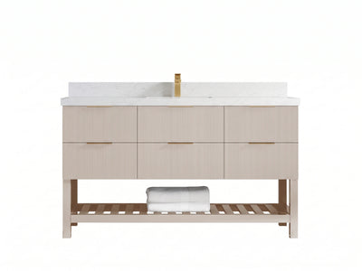 Catalina 60 in W x 22 in D Free Standing Reeded Single Sink Bathroom Vanity