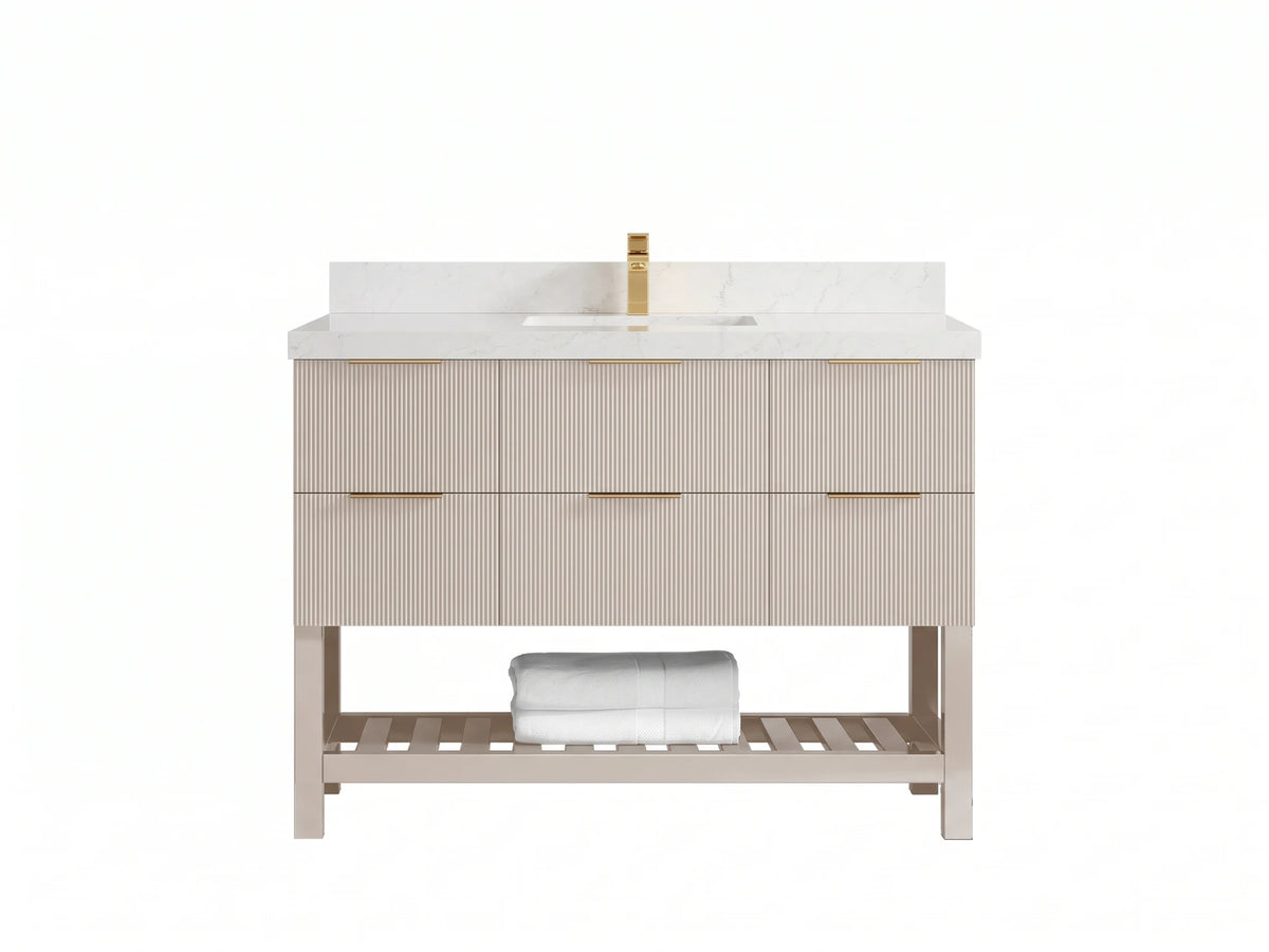 Catalina 48 in W x 22 in D Free Standing Reeded Single Sink Bathroom Vanity