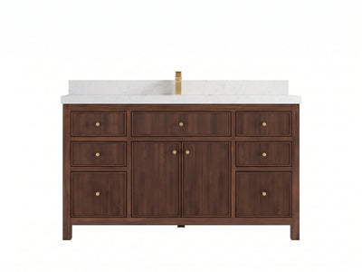 Sonoma Reeded Teak Wood 60 in. W x 22 in. D Single Sink Bathroom Vanity