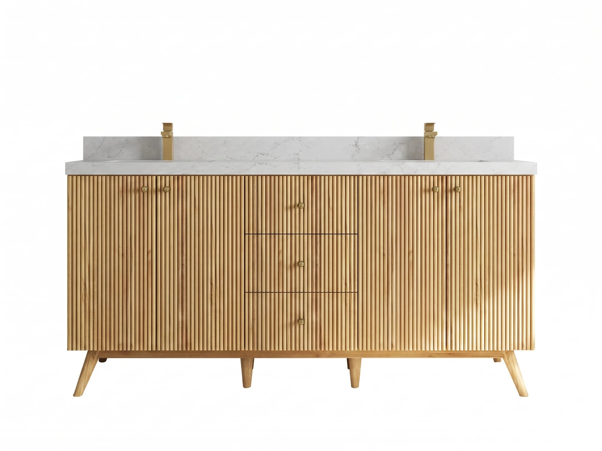 Pasadena Teak Wood 72 in. W x 22 in. D Double Sink Bathroom Vanity