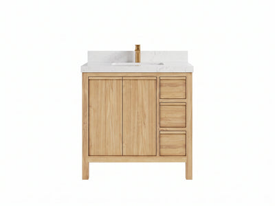 Elizabeth Teak Wood 36 in. W x 22 in. D Center Sink Bathroom Vanity