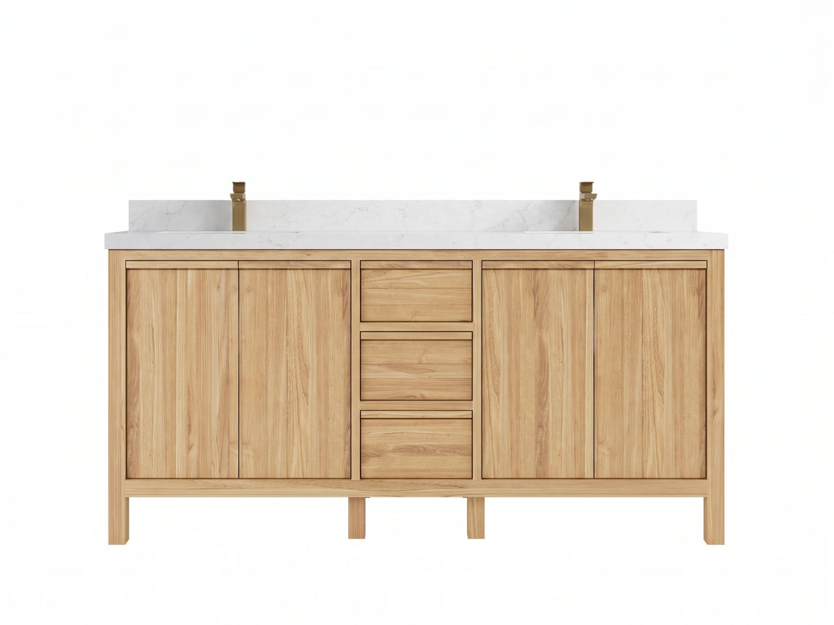 Elizabeth Teak Wood 72 in. W x 22 in. D Double Sink Bathroom Vanity