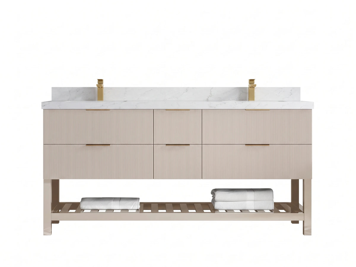 Catalina 72 in W x 22 in D Free Standing Reeded Double Sink Bathroom Vanity