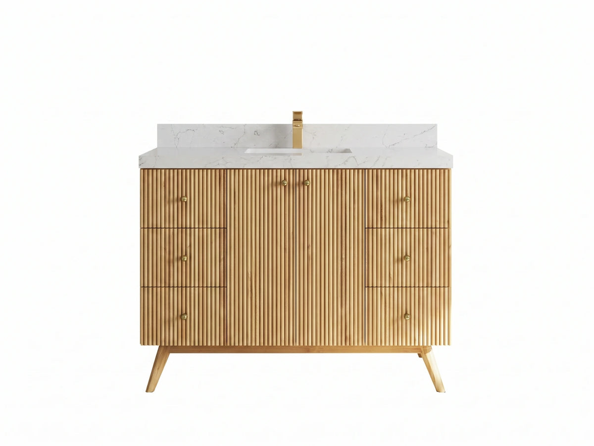 Pasadena Teak Wood 48 in. W x 22 in. D Single Sink Bathroom Vanity