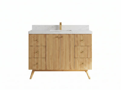 Pasadena Teak Wood 48 in. W x 22 in. D Single Sink Bathroom Vanity
