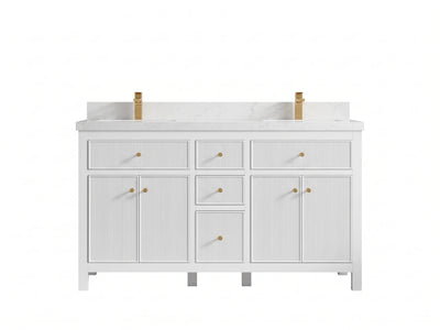 Sonoma 60 in W x 22 in D Free Standing Reeded Double Sink Bathroom Vanity