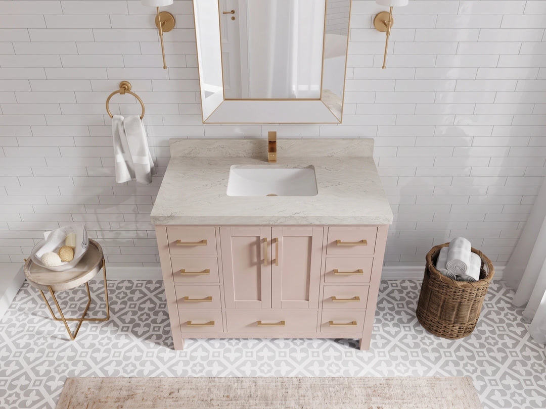 Malibu 42 in. W x 22 in. D Single Sink Bathroom Vanity | 
              
                Pink
                
                  
             - MLB_PNK_WHQZ_42 - photo №20