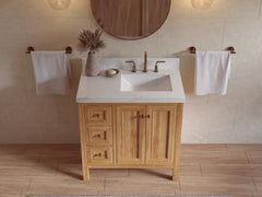 Nashville Teak Wood 36 in. W x 22 in. D Right Offset Sink Bathroom Vanity - photo 30