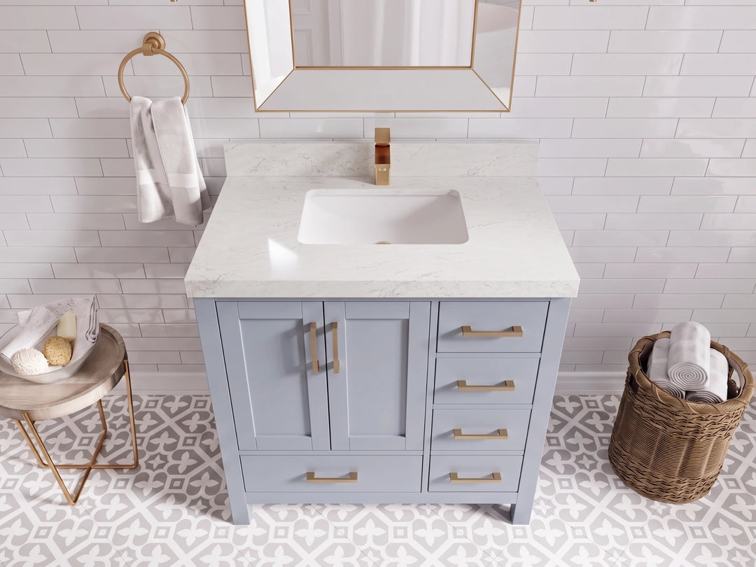 Malibu 36 in. W x 22 in. D Bathroom Vanity Center Sink | 
              
                Blue Heather
                
                  
             - MLB_BLU_WHQZ_36CL - photo №28
