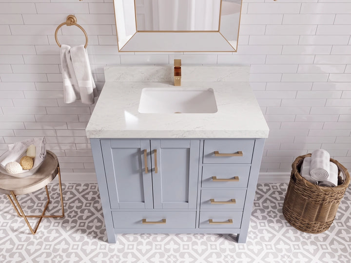 Malibu 36 in. W x 22 in. D Bathroom Vanity Center Sink - photo 28