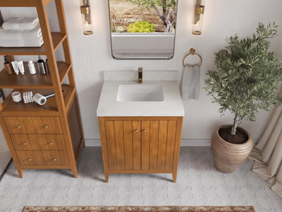 Atlanta Teak Wood 30 in. W x 22 in. D Single Sink Bathroom Vanity