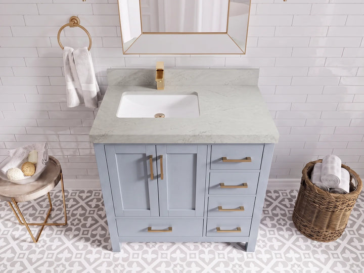 Malibu 36 in. W x 22 in. D Left Offset Sink Bathroom Vanity - photo 20